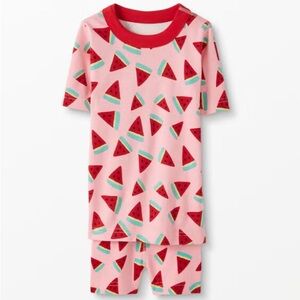 Hanna Andersson Short John Watermelon Print Kids Pajamas Size 5